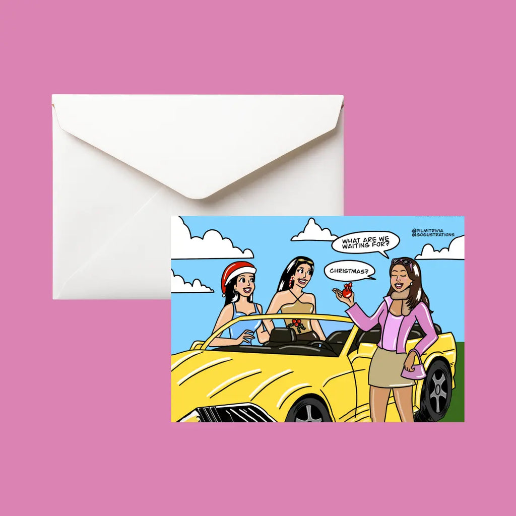 Christmas Card with an illustration from the film Khabi Khushi Khabie Gham with a white envelope.