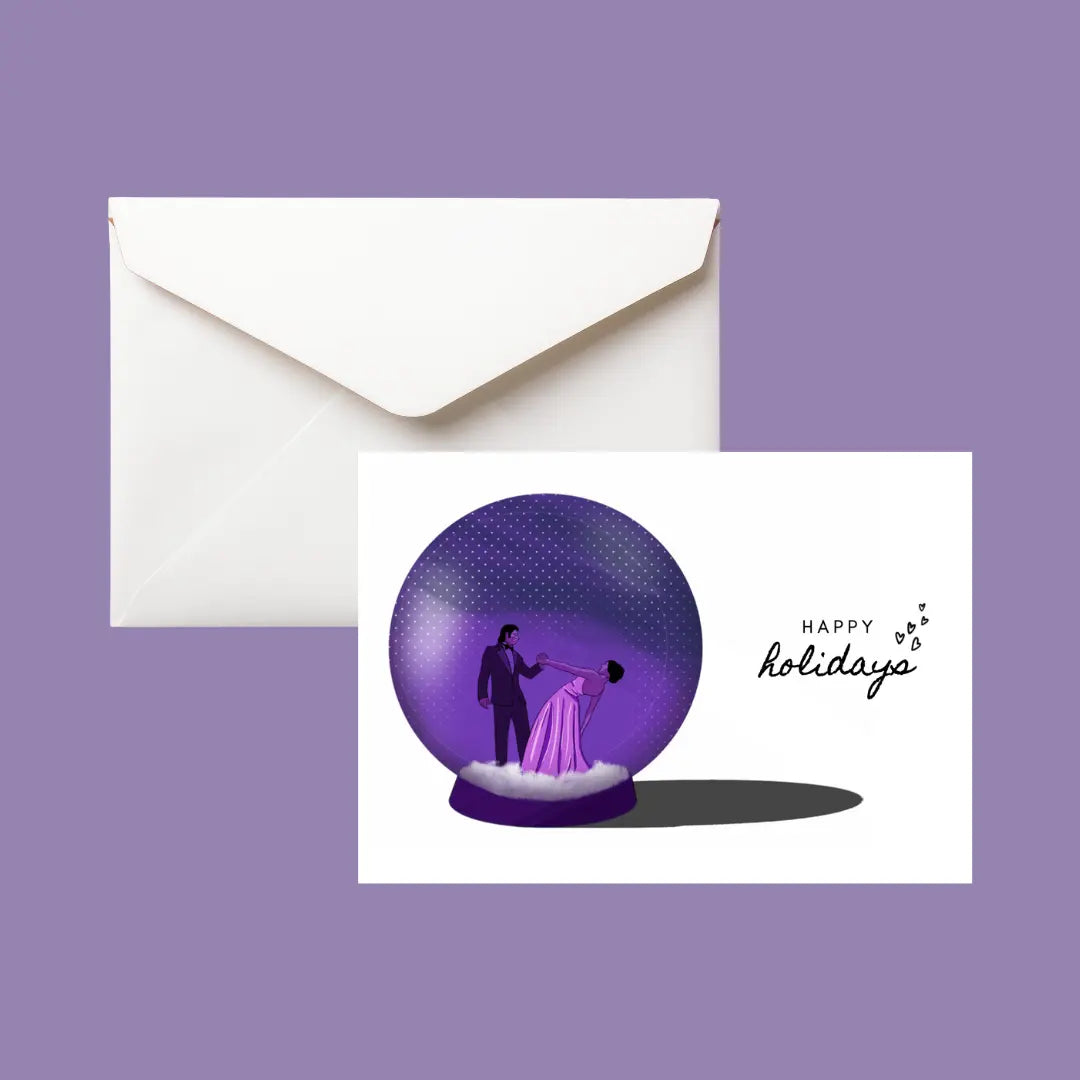 Christmas Card with an illustration from the film Om Shanti Om with a white envelope.